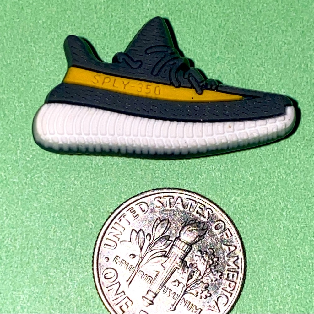 (10 for $15) Sport Grey, yellow & white Tennis Sneakers Shoes Croc Shoe Charms